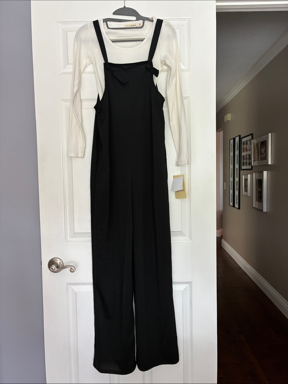 Black Wide-Leg Bow-Strap romper Jumpsuit - Women